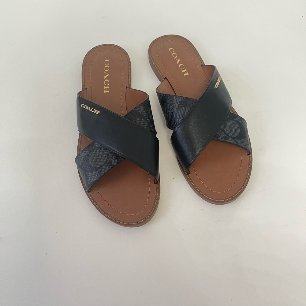 Coach Hilda Sandal In Signature Canvas In Black Color - New In Box - Picture 4 of 13